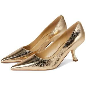 Michael Michael Kors Women Luna Mid Pump Heels Size US 7.5M Pale Gold Leather